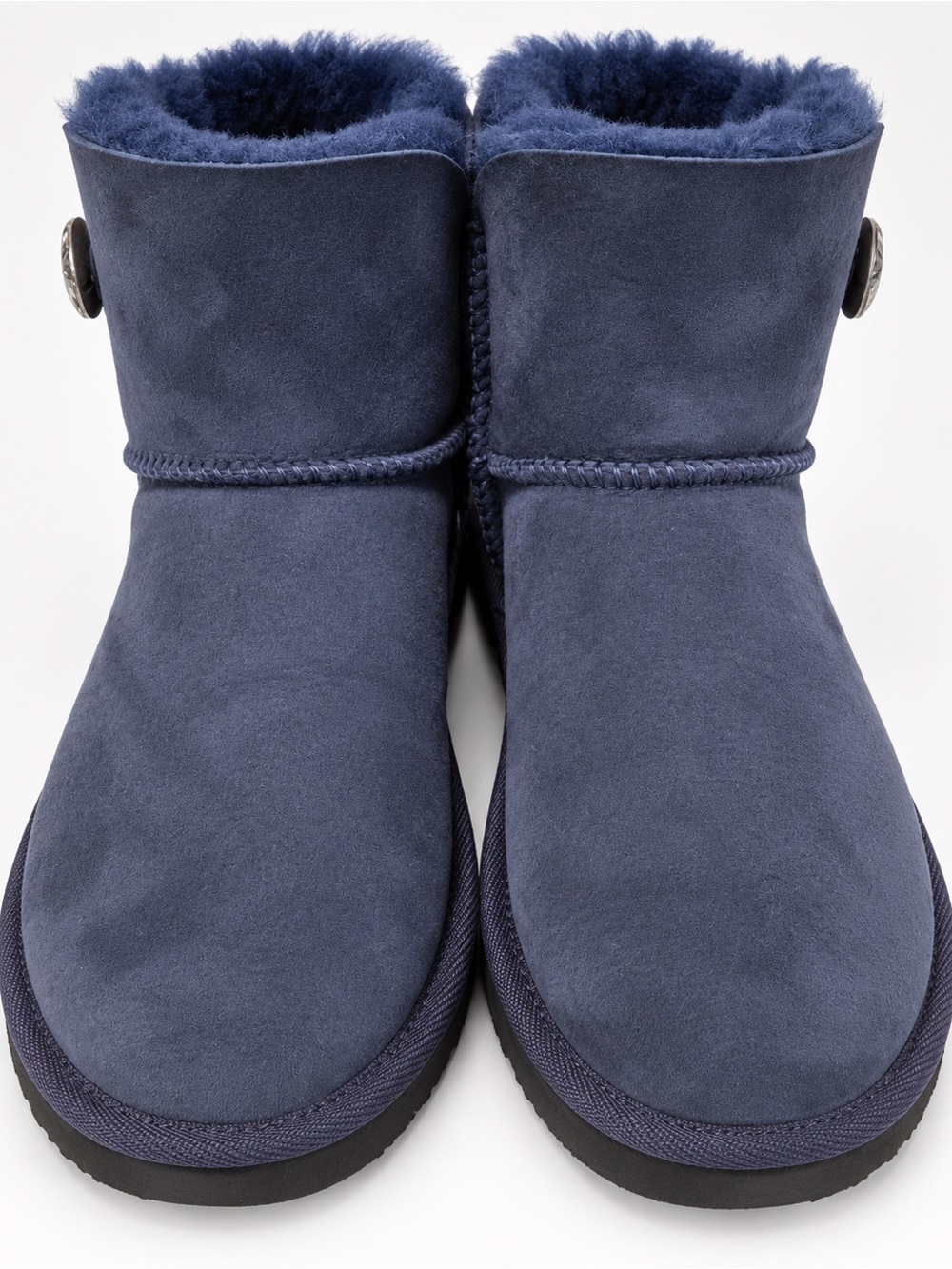 Australian Made UGG Sheepskin Boots Women’s Size 9 Navy Crystal Button Rhineston